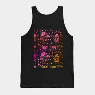 Mushroom Moon Pattern in Pink and Orange Tank Top